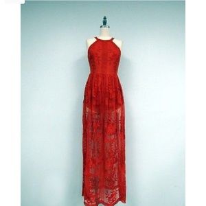 Hot Pink Lace Maxi Dress